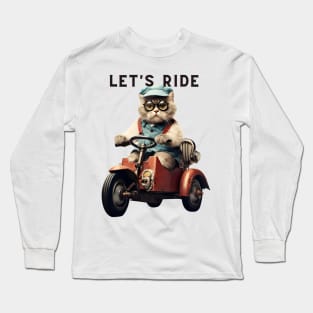 Let's Ride Retro Cat Design | Vintage Cat Lover T-Shirt Long Sleeve T-Shirt